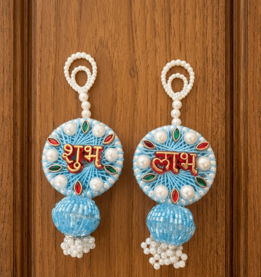 Blue Kundan Small Shubh Labh 