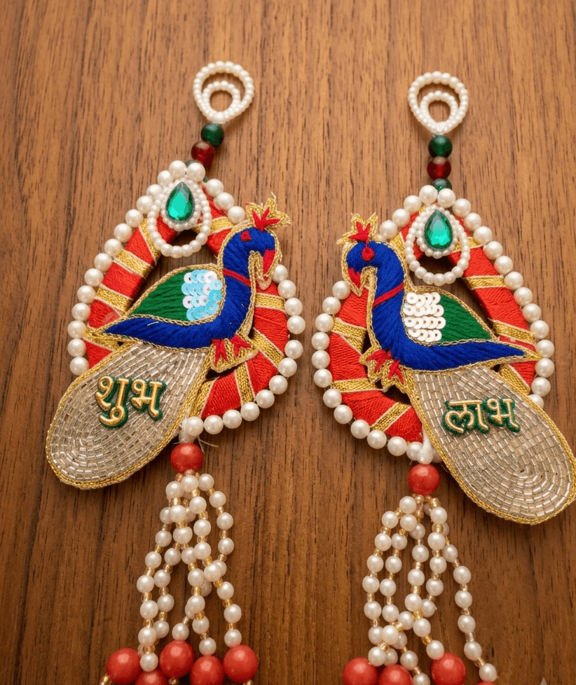 Peacock Shubh Labh Red Hanging 