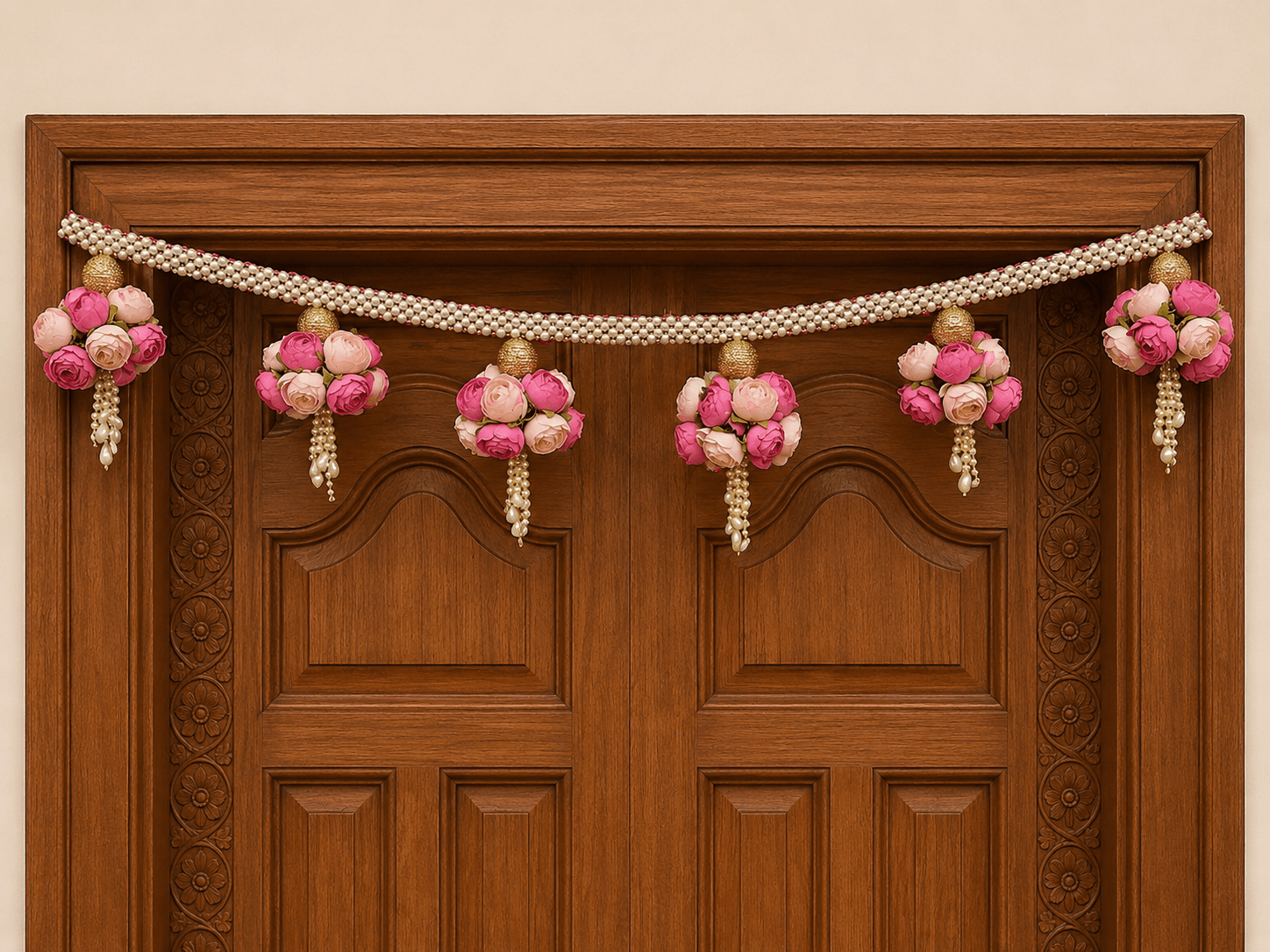 Pink Double Flower Pearl Dori Toran 