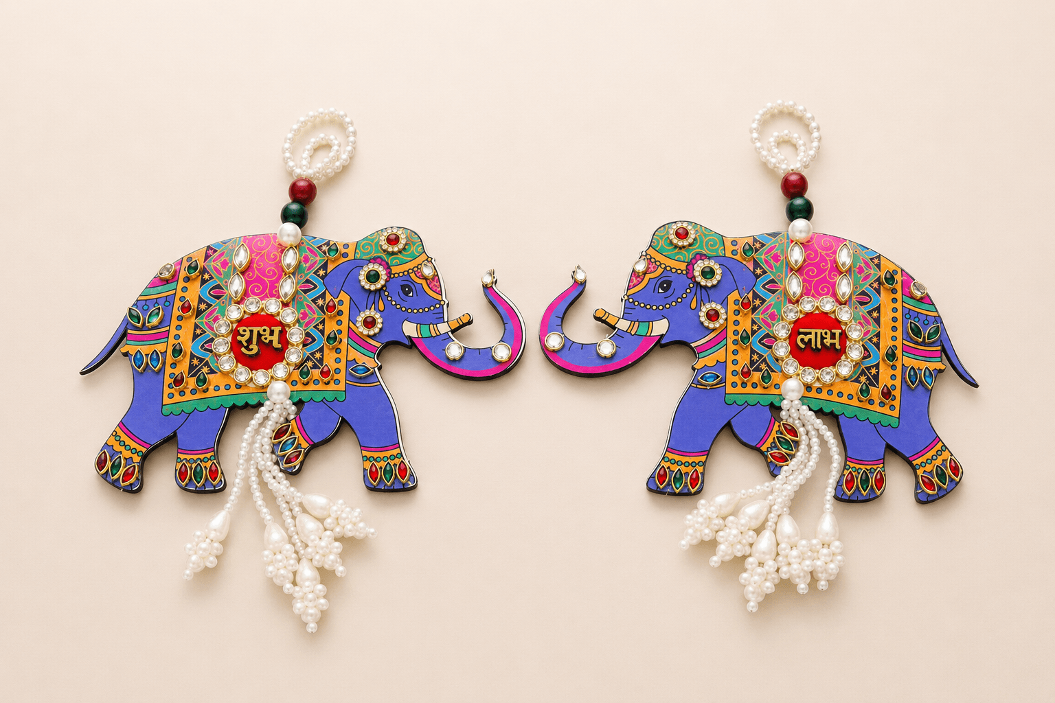 Elephant MDF Kundan work Shubh Labh 