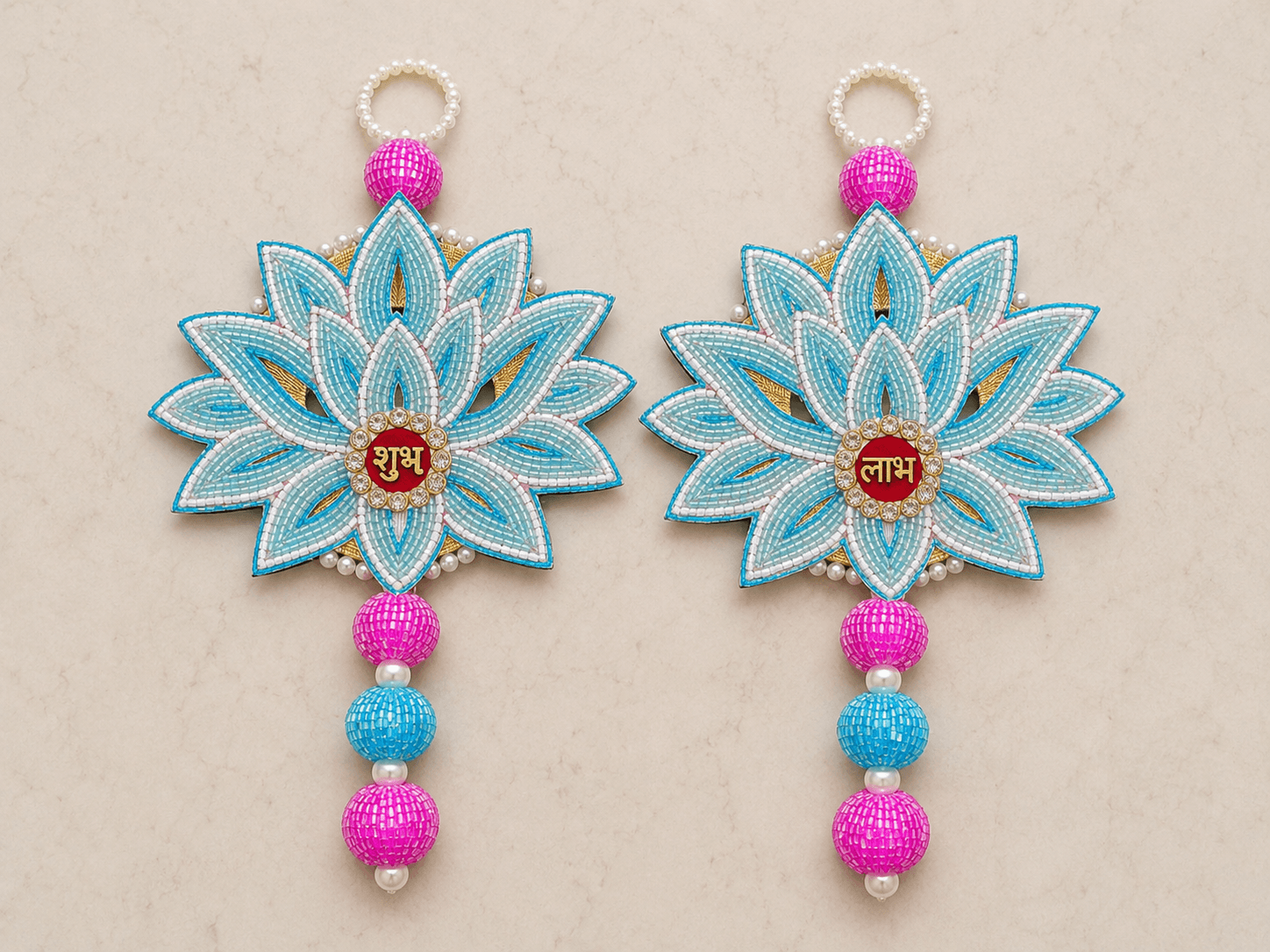 Big Blue Lotus Shubh Labh Hanging 