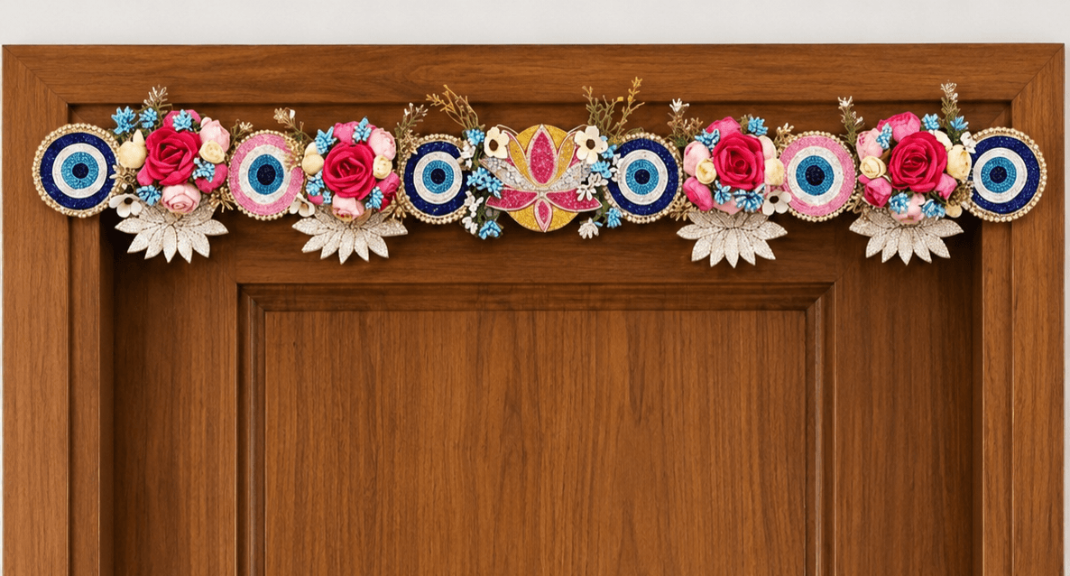 Blue Pink Evil Eye Floral Toran 