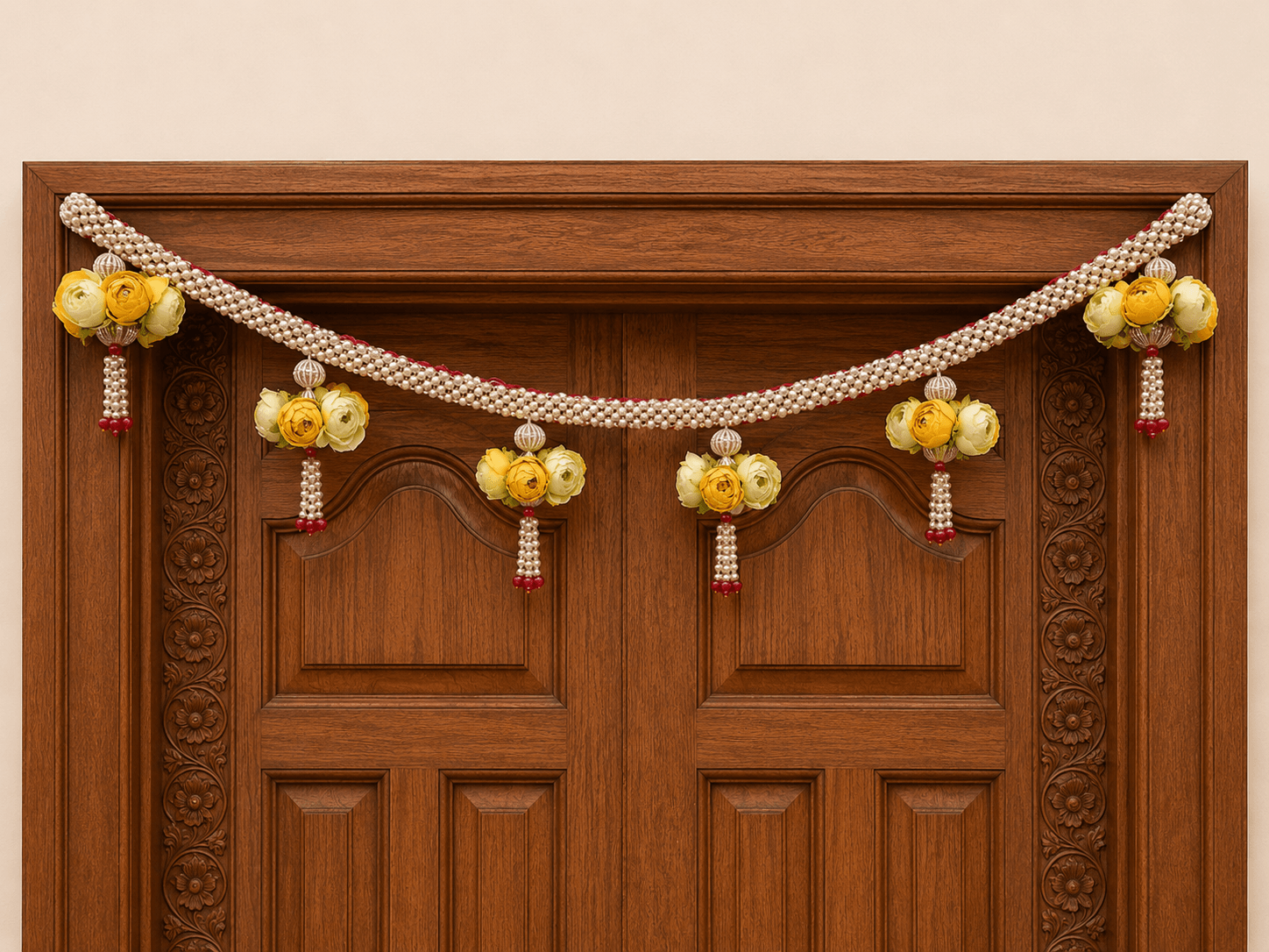 Yellow Single Floral Pearl Dori Toran 