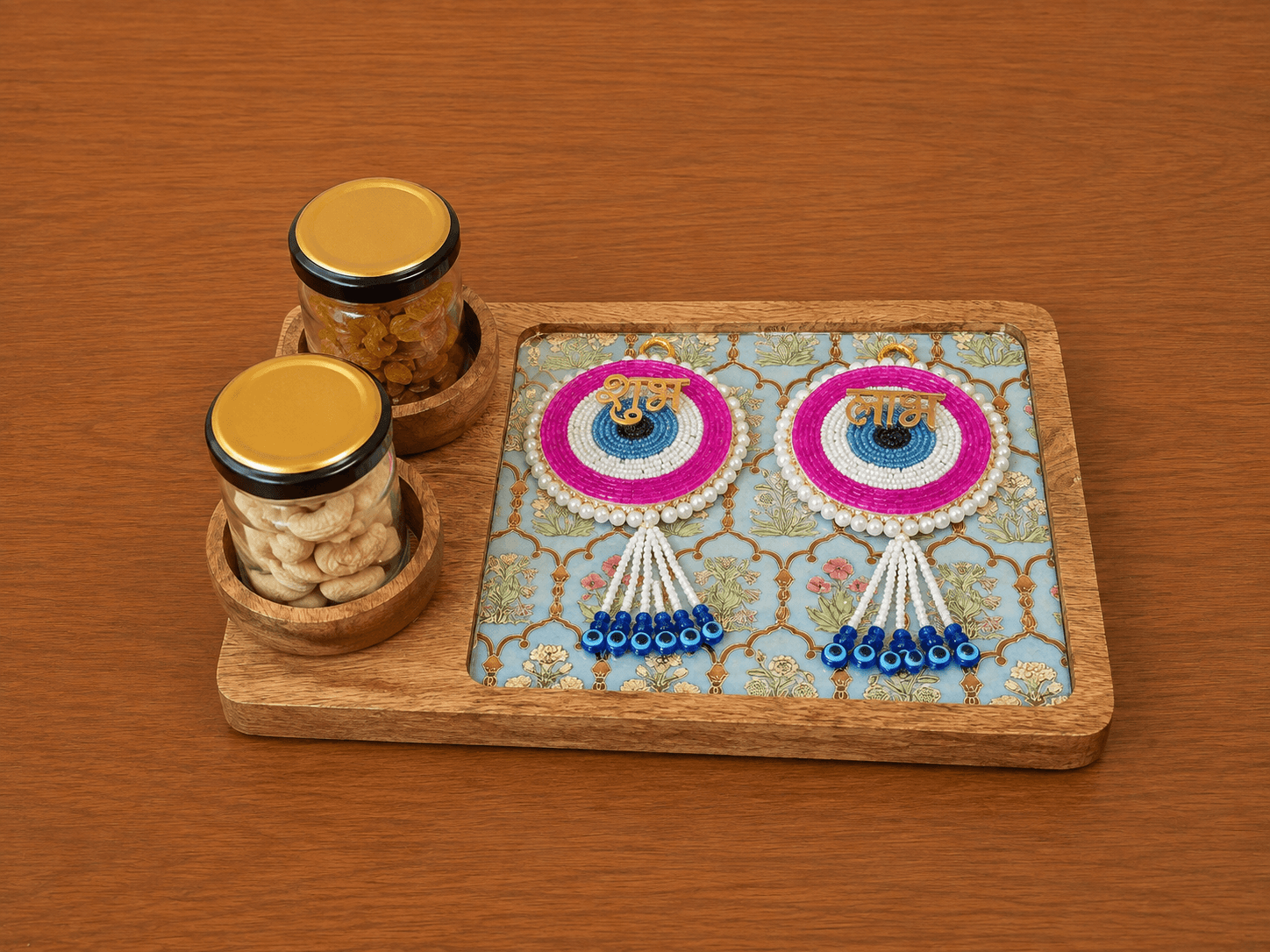 Platter with 2 bowls + Shubh Labh + Dry Fruits 