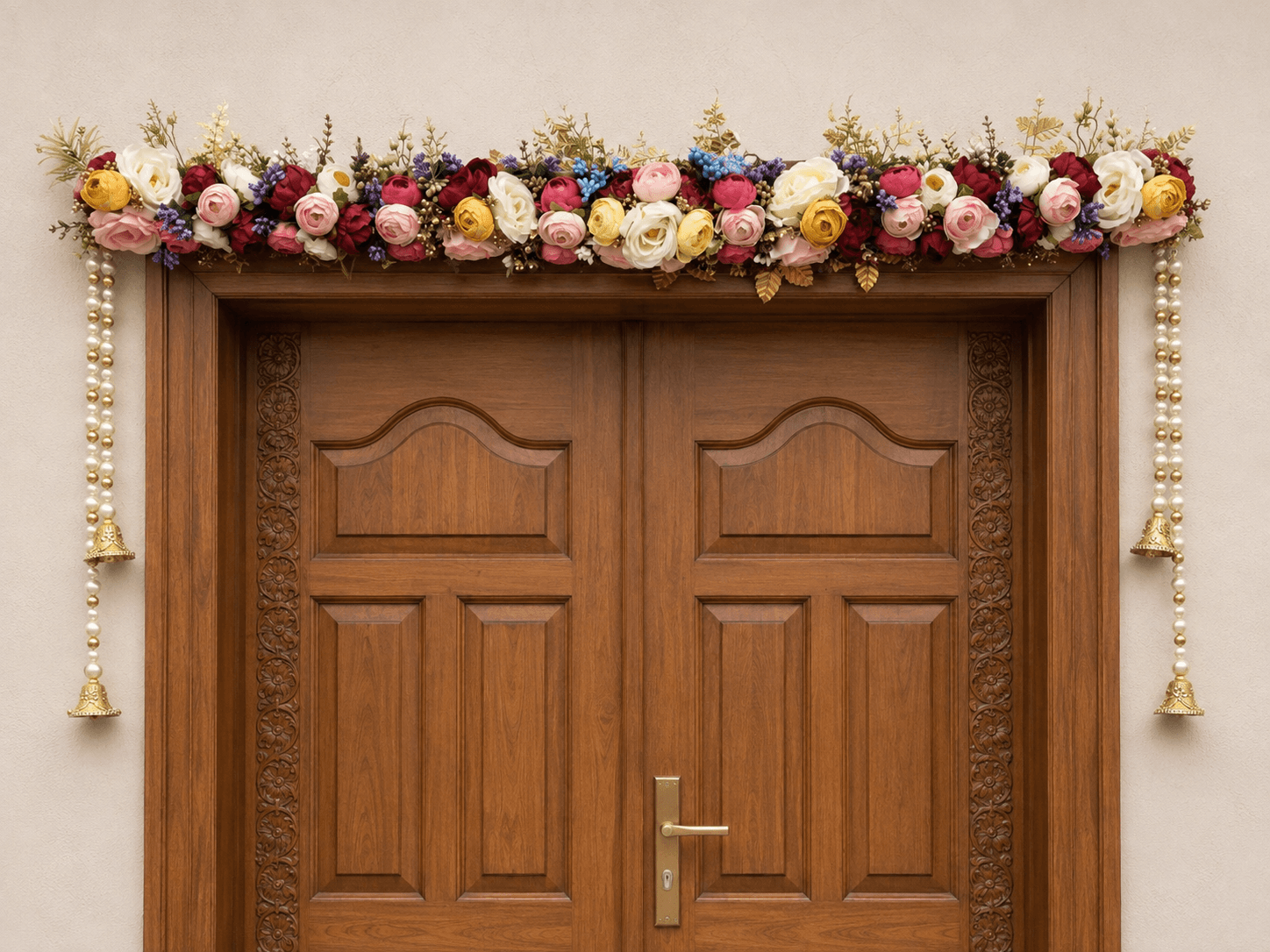 Grand Floral Toran with Pearl Hangings 